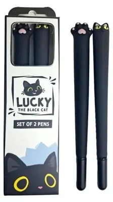 Produktbild von Lucky der schwarze Kater – 2 Stück Kugelschreiber – Puckator