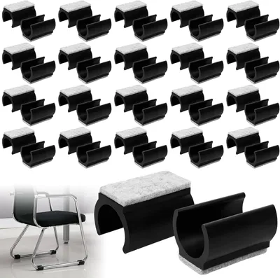 Produktbild von 40 Stück Stuhlgleiter für Freischwinger, Filzgleiter für Möbel (Ø 24-25 mm), Lärmreduzierung und Möbelschutz, geeignet für Parkett und Laminat, Kratzschutz (schwarz)