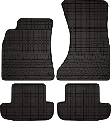 Produktbild von Gummifußmatten passend für Audi A5 8T (Coupe, Bj. 2008-2018) –  schwarz, passgenau, mit Befestigungen set 4 Stk. - Gummi-Automatten