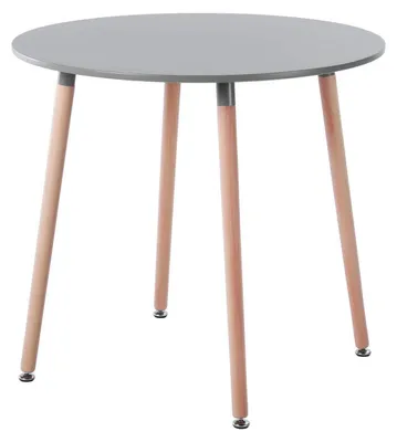 Obrázok produktu pre Kруhlý jedálenský stôl, kuchynský stôl, materiál: MDF, nohy z buku, matná sivá farba, rozmer: 80 x 75 cm
