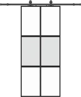 Obrázek produktu pro vidaXL Posuvné dveře s kováním černé 90x205 cm tvrzené sklo