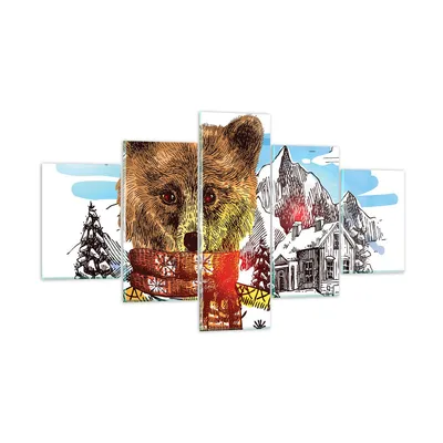 Produktbild von Bilder auf glas - Bär Berge Kinder Winter - 125x70cm - Glasbilder - Wandbilder - Kunstdruck - zum Aufhängen bereit - Wanddekoration aus Glas - Glas Bilder - Wandbild auf Glas - GEA125x70-3205