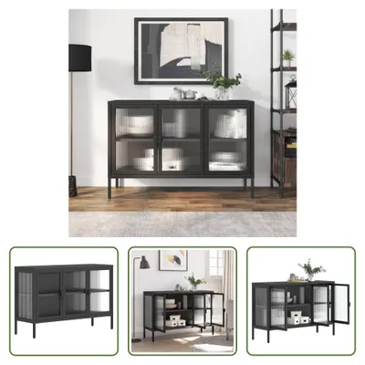 Obrázek produktu pro The Living Store Příborník černý 105x35x70 cm Sklo a ocel