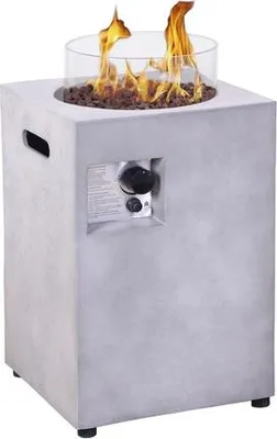 Produktbild von Xaralyn Außenkamin - Column 40C - Betonoptik - Gartenkamin - Gaskamin - Inklusive Abdeckung, roten Lavasteinen, Gasschlauch und Gasdruckregler