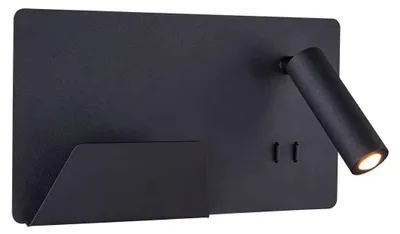 Image de Somnila Spot LED Applique de lecture 3000K noir version gauche incl. connexion USB