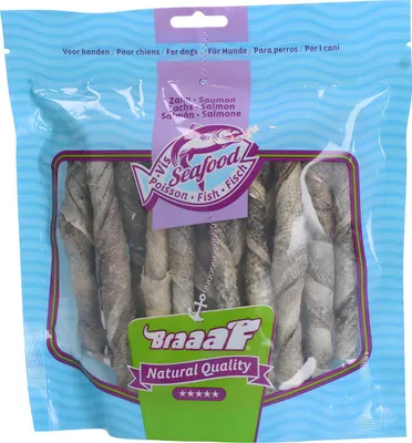 Productafbeelding van Braaaf Hondensnack, vissticks met zalm, 175 gram