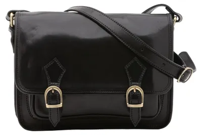 Image de Sac bandoulière pour femmes en cuir véritable Vacchetta, avec poches zippées, fabriqué en Italie