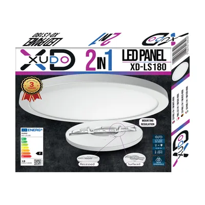 Obrázok produktu pre XUDO LED panel 2 v 1 18W, okrúhly Ø23 cm, 2150 lm, 4000K, zapustený a povrchový, biely, IP20
