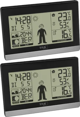 Produktbild von Funk-Wetterstation Weather Boy Mega TFA 35.1159.99 Funkuhr 2 Display digital