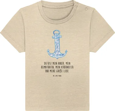 Produktbild von Mr. & Mrs. Panda Babyshirt Anker Blau 6. - 12. Monat - Natural Raw - Geschenk, Baby T-Shirt, , Top, Kinder, Lustige Sprüche
