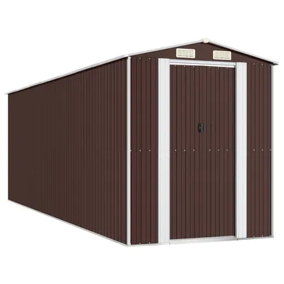 Zdjęcie produktu dla vidaXL Szopa narzędziowa Ciemnobrązowa 192x606x223 cm Stal ocynkowana
