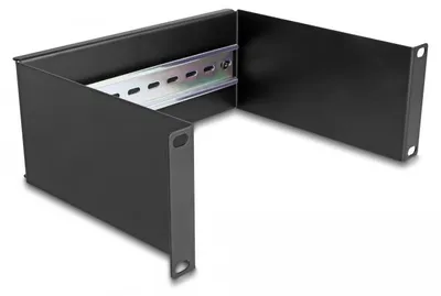 Produktbild von DeLOCK 10″ Hutschienenpanel 2 HE schwarz, Regal-Schiene, Metall, Schwarz, 1 Stück(e)