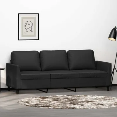 Produktbild von vidaXL 3-Sitzer-Sofa Schwarz 180 cm Kunstleder