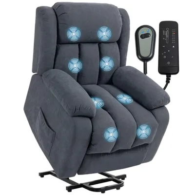 Produktbild von Fernsehsessel mit Aufstehhilfe Elektrisch Relaxsessel mit Liegefunktion, Massagefunktion, 93x91x103 cm, Dunkelgrau