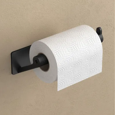 Produktbild von doporro Toilettenpapierhalter selbstklebend, Klopapierhalter aus Edelstahl ohne Bohren, Klorollenhalter für Badezimmer, Matt schwarz Lino-02