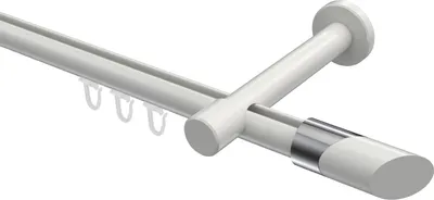 Produktbild von Interdeco Innenlaufstange / Gardinenstange mit Innenlauf Weiß, Typ Prestige Verano (Schräge Bicolor), 20 mm Ø 1-läufig, 440 cm