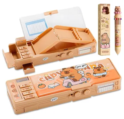 Imagen del producto de Estuche para capibara con llavero y portalápices, 2 en 1, adorable caja de silicona