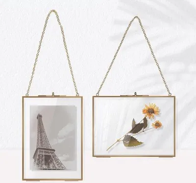 Produktbild von Famanu Set von 2 rechteckigen doppelten Glas-Fotohaltern 13 x 18 cm - Transparent