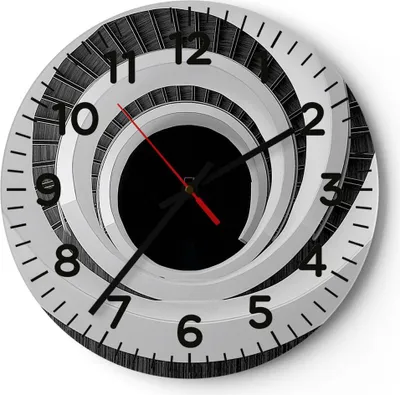 Produktbild von Wanduhr - Rund - Glasuhr - Stück Modern Treppe - 40x40cm - Schleichendes Uhrwerk - Lautlos - zum Aufhängen bereit - Dekoration Modern - Wanddekoration aus Glas - C4AR40x40-4132