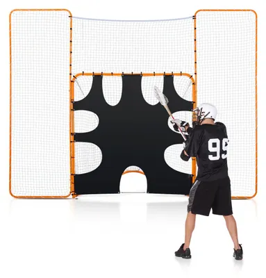 Imagen del producto de VEVOR, Portería de lacrosse, 1,8 x 1,8 metros, Red de lacrosse plegable y portátil para entrenamiento en el jardín, estructura de acero, red de entrenamiento, montaje rápido y sencillo. Ideal para entrenamiento de jóvenes y adultos. Color: naranja