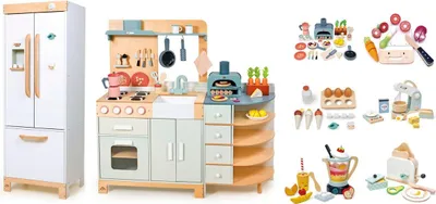 Image de Cuisine de jeu Tender Leaf avec grand réfrigérateur assorti et accessoires de jeu supplémentaires