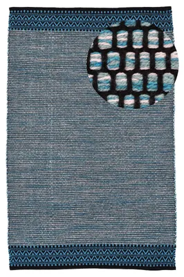 Image de carpetfine Tapis tissé à plat Kilim Mia Bleu 300x400 cm | Tapis moderne pour le salon et la chambre à coucher