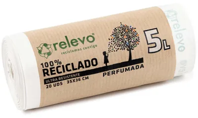 Produktbild von Relevo Kleine Weiße Müllbeutel mit Zugband – 5L (B 35 cm x H 36 cm), 20 Beutel p