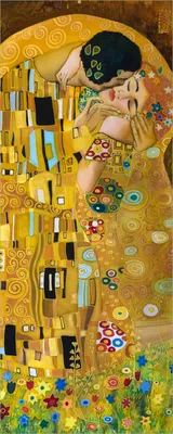 Produktbild von Wallario Poster - Der Kuss von Klimt, Kunstdruck Größe: 80 x 200 cm