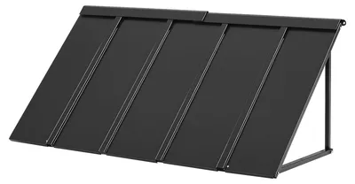 Immagine prodotto di VEVOR tenda da sole per finestre 143x61x61 cm, tettoia per porte, tenda stabile con telaio triangolare in acciaio per porte, pioggia e neve all'aperto, protezione solare per ingressi, finestre, verande, balconi