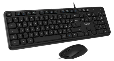 Productafbeelding van Vultech KM-811, Kabel, USB, Membraantoetsenbord, QWERTY-indeling, Zwart, Inclusief muis