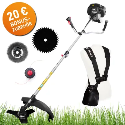 Produktbild von BRAST 4in1 Benzin Motorsense Freischneider 2-Takt Multitool | 2,2kW(3PS) | 52cm³ | Easy-Start | Rasentrimmer | Fugenbürste | 3-/40-Zahn-Messer | Schnellverschluss