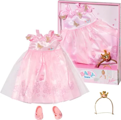Produktbild von BABY born Deluxe Prinzessin, Prinzessinnenkleid mit Krone, Haarband und Schuhen für 43 cm Puppen, 834169 Zapf Creation