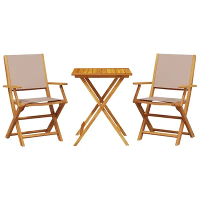 Produktbild von 3-tlg. Bistro-Set Taupe Stoff und Massivholz