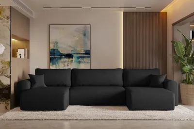 Zdjęcie produktu dla Sofa w kształcie U CAPRI narożnik tkanina Verita czarny