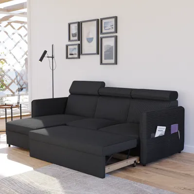Image de Canapé d'angle Beni avec fonction sommeil Canapé avec fonction relax et appuie-têtes Canapé avec fonction sommeil et coffre de rangement Canapé-lit Coin meublé Coin canapé-lit - Universal Couleur : Poso 135