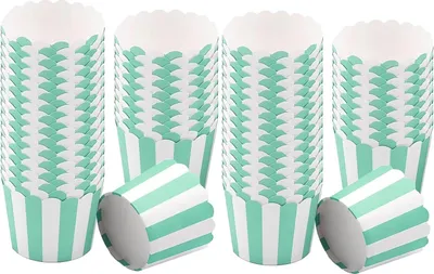 Produktbild von Cupcake Papierförmchen, 50 Stück, Grün-Weiß Gestreift, 7 x 6 x 5,5 cm, Mini Muffinförmchen für Party und Hochzeit