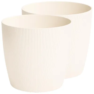 Produktbild von Omgoods – Set aus 2 gestreiften Pflanzentöpfen – Modernes Design für den Innenbereich