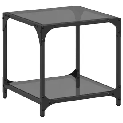 Produktbild von Couchtisch mit Glasplatte Schwarz Transparent 40x40x40 cm Stahl
