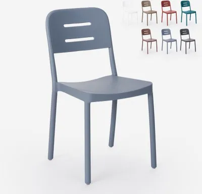 Immagine prodotto di Sedia in polipropilene dal design moderno per cucina bar ristorante giardino Mose - Grigio chiaro