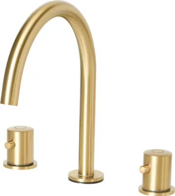 Produktbild von BELIANI Waschtischarmatur Gold aus Messing Matt Zweihebelmischer Mischbatterie Waschbeckenarmatur Wasserhahn Badezimmer Modernes Design