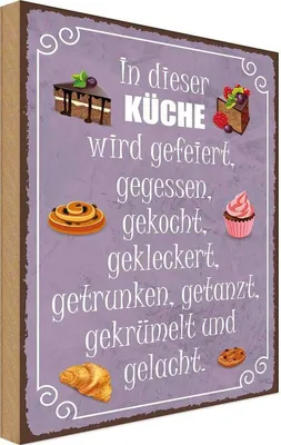 Produktbild von vianmo Holzschild 40x30 cm in dieser Küche wird gefeiert Kochen