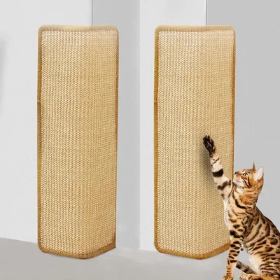 Produktbild von Kratzmatte 60 x 30 cm für Katzen - 2 Stück Sisal Wand Katzenkratzbrett - Fußmatte Teppich für Sofamöbel - Kratzschutz - Wandmontage