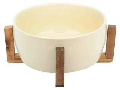 Immagine prodotto di ESTIA | Insalatiera - Ciotola - 12 x 28 cm - beige - in gres e legno - Ciotola decorativa - Pratica