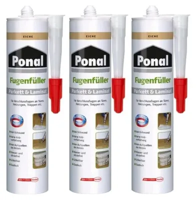 Produktbild von Ponal Fugenfüller Parkett & Laminat, Kartusche, Eiche, 3x280ml