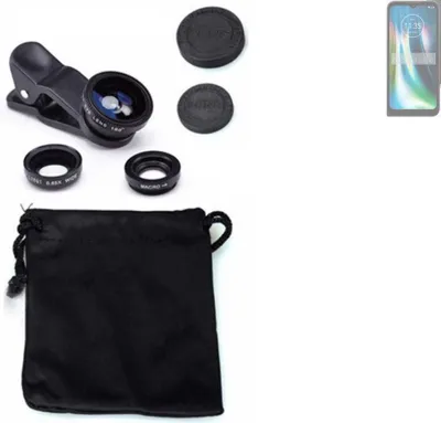 Produktbild von K-S-Trade Smartphone Kamera Linsen Set Kompatibel mit Motorola Defy 2 3in1 Clip-On Kamera Adapter Macro Weitwinkel FishEye Fischauge Objektiv Linse