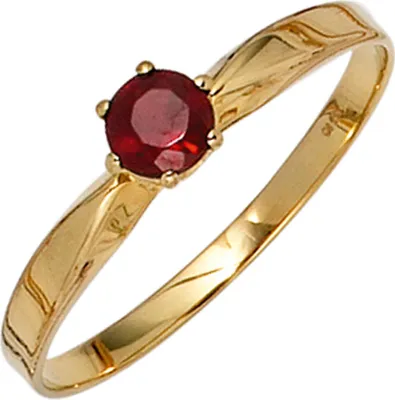 Produktbild von Ring Damenring mit Granat rot dunkerot & 585 Gold Gelbgold schlicht Innenumfang 54mm  Ø17.2mm