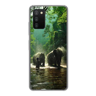 Produktbild von MuchoWow® Handyhülle Schutzhülle Hülle für Samsung Galaxy A03s Elefant - Wasser - Bäume - Grün - Tiere Silikon Softcase Handy Hülle - Schutz