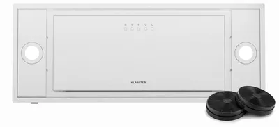 Obrázek produktu pro Klarstein TurboMax podskříňková digestoř, 75 cm, průtok vzduchu 382 m³/h, energetická účinnost A+, LED osvětlení, 3 rychlosti ventilátoru, uhlíkový filtr, bílá