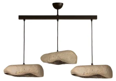 Produktbild von Opviq, Hochwertige Pendelleuchte, Metallkörper mit Carbonbeton-Kappe, verstellbare Höhe 20-62 cm, Ø32 cm, 3 x E27, max. 40 W, Schwarz/Grau, ideal für moderne Wohnräume.