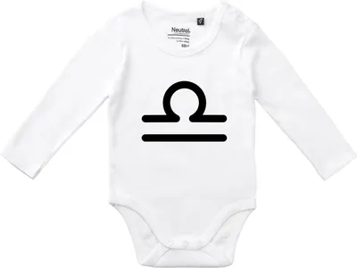 Produktbild von Huuraa Baby Body Waage Sternzeichen Zeichen 80 White  Baumwolle Fairtrade Langarmbody Geschenkidee